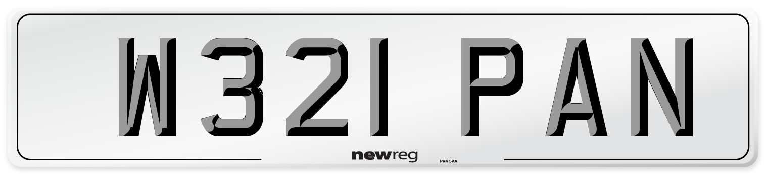 W321 PAN Number Plate from New Reg